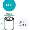 Papelera Triselectiva Inox Satinado Cubos Negros 3X3.3L